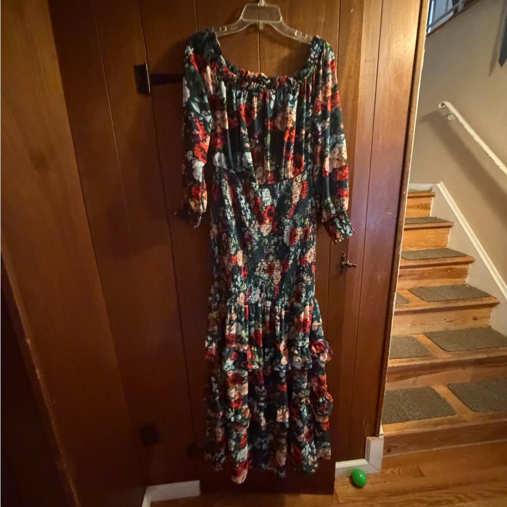 SHEIN Multicolor Floral Long Sleeve Dress